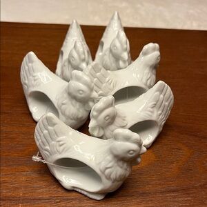 Set of 6 Vintage Ceramic Chicken Napkin Rings